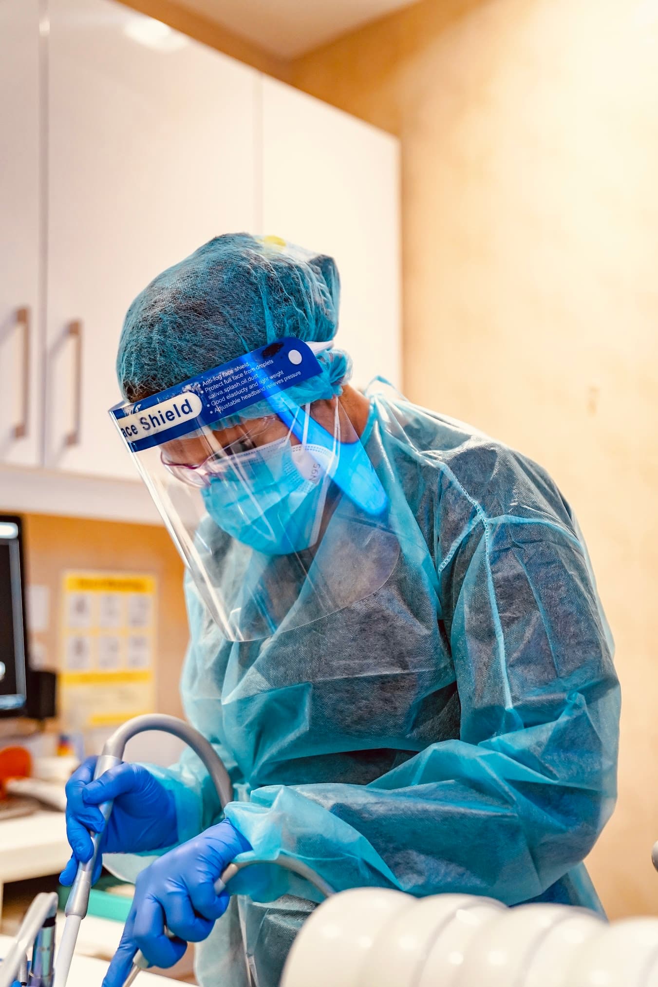 Professional dental cleaning in progress